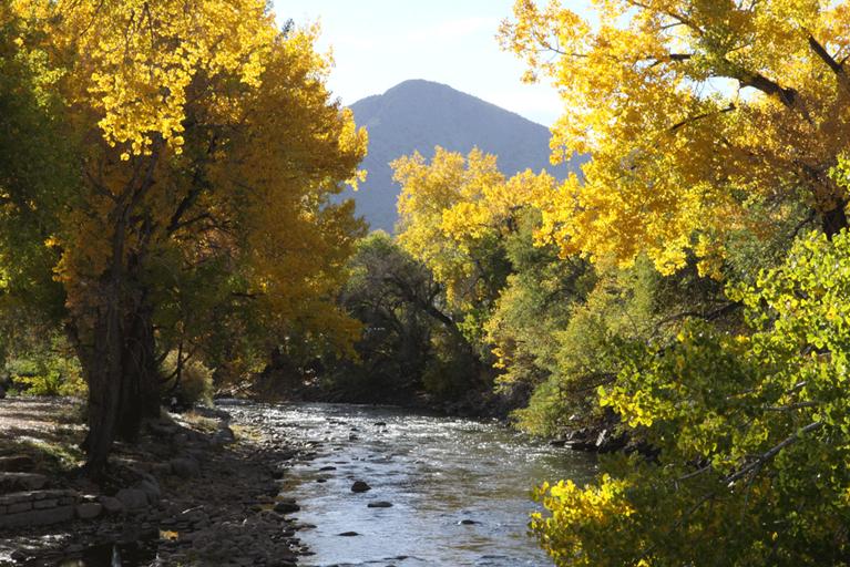 River Along the Mountains in the Fall