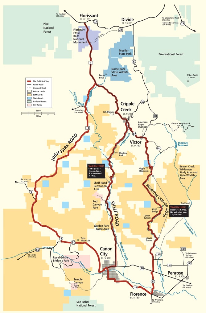 Gold Belt Scenic Byway Map